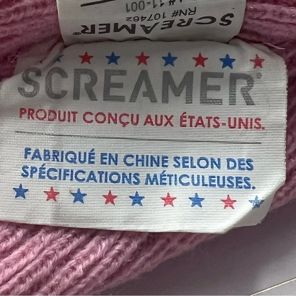 Screamer Child's Knit Beanie Hat Pink & Blue